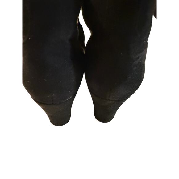 Report Black Suede Wedge Booties Women's Size 9 Fringe Tassel Ties - Picture 4 of 13